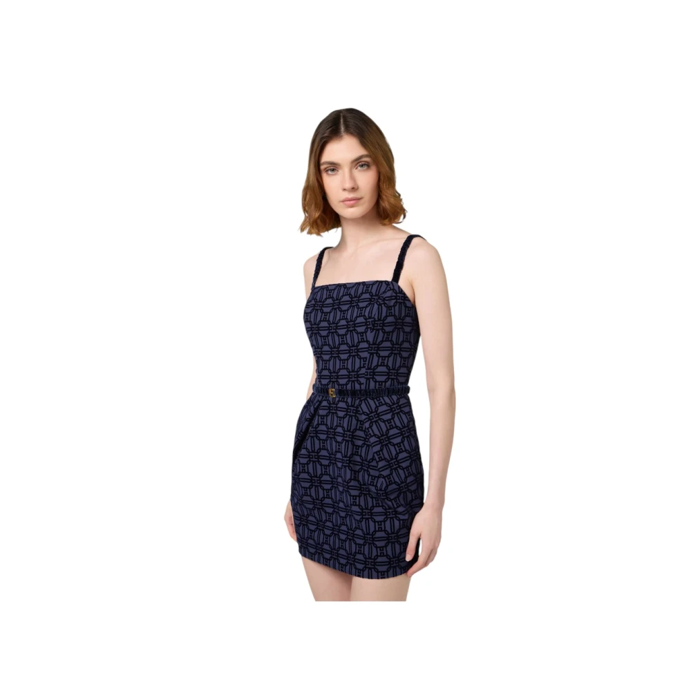 Elisabetta Franchi Jurk met Riem Blue Dames