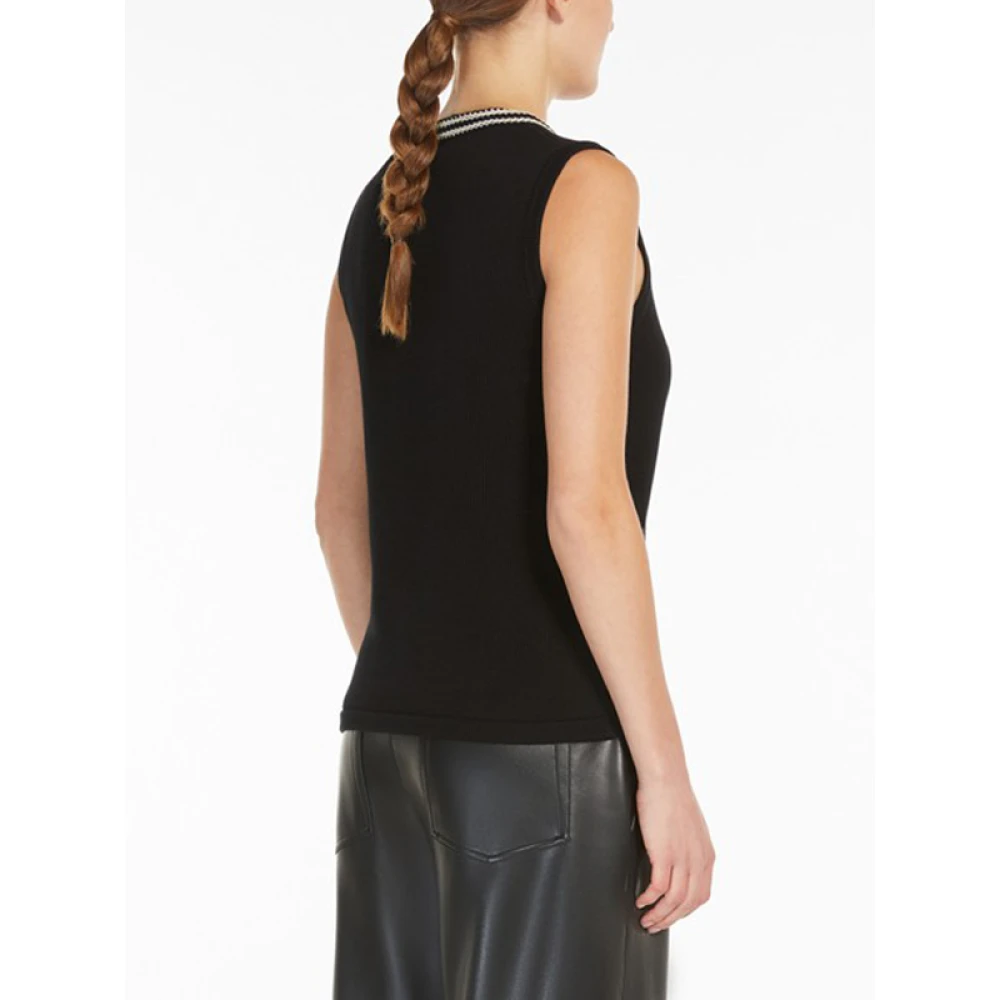 Max Mara Mouwloze top van katoengaren met applicatie Black Dames