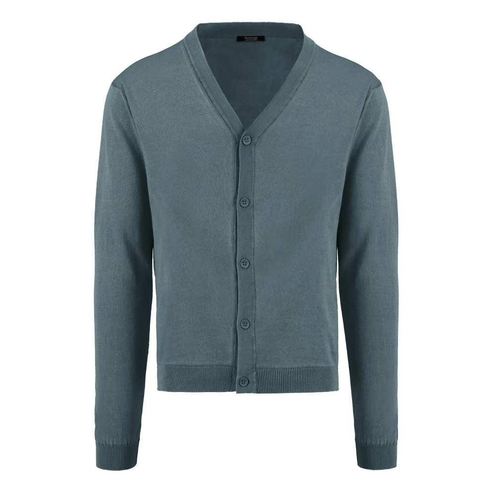Bomboogie Men's Blue V-Neck Cotton Cardigan - Cardigans - Xl - Knitwear