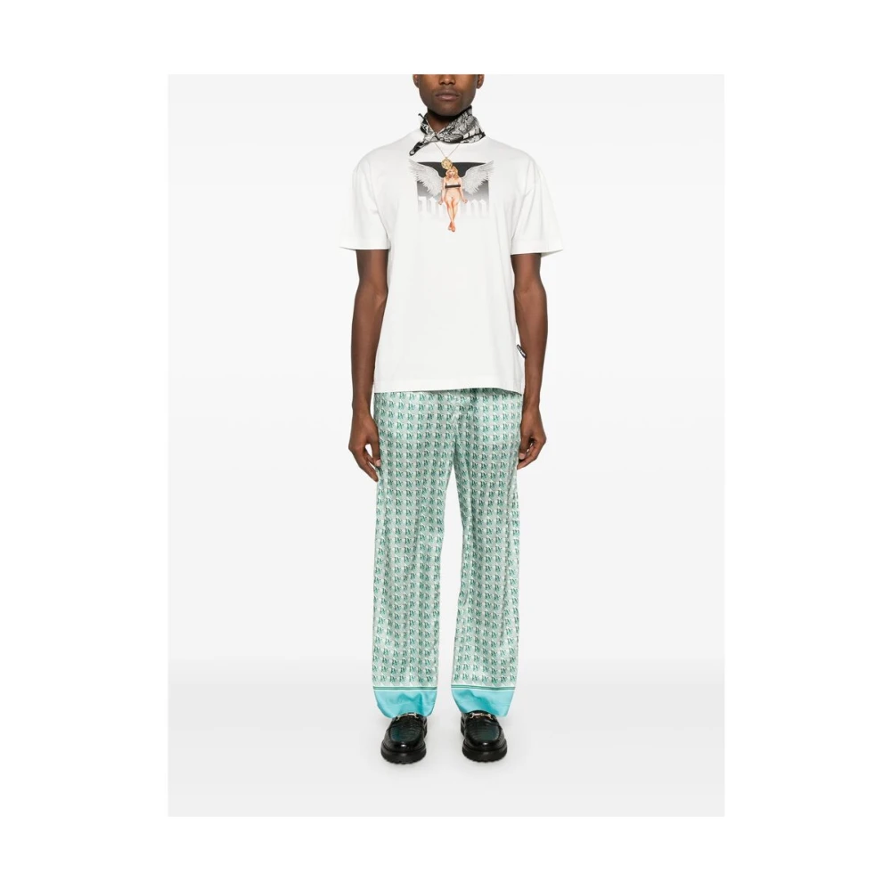 Palm Angels Witte Crew Neck Drop Shoulder T-shirt White Heren