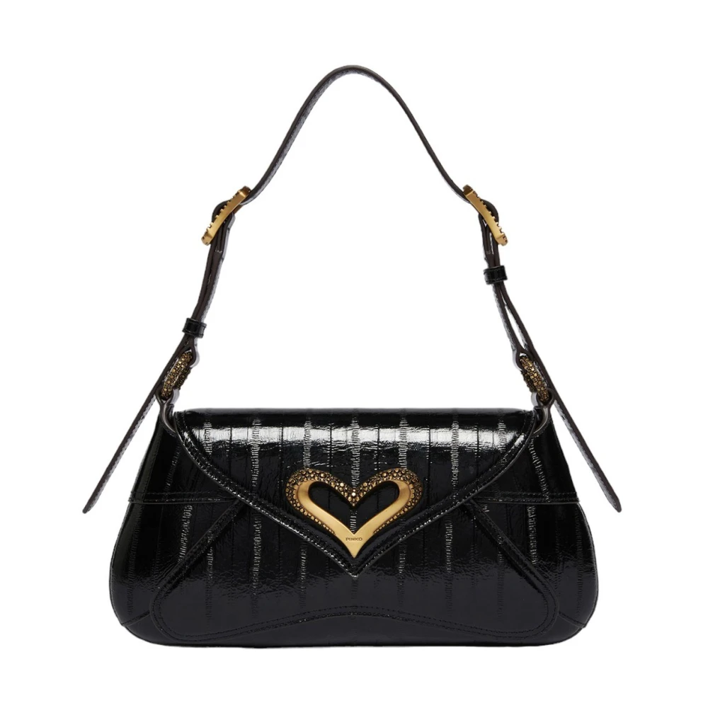 Pinko Klassieke Schoudertas Zwart Antiek Goud Black Dames