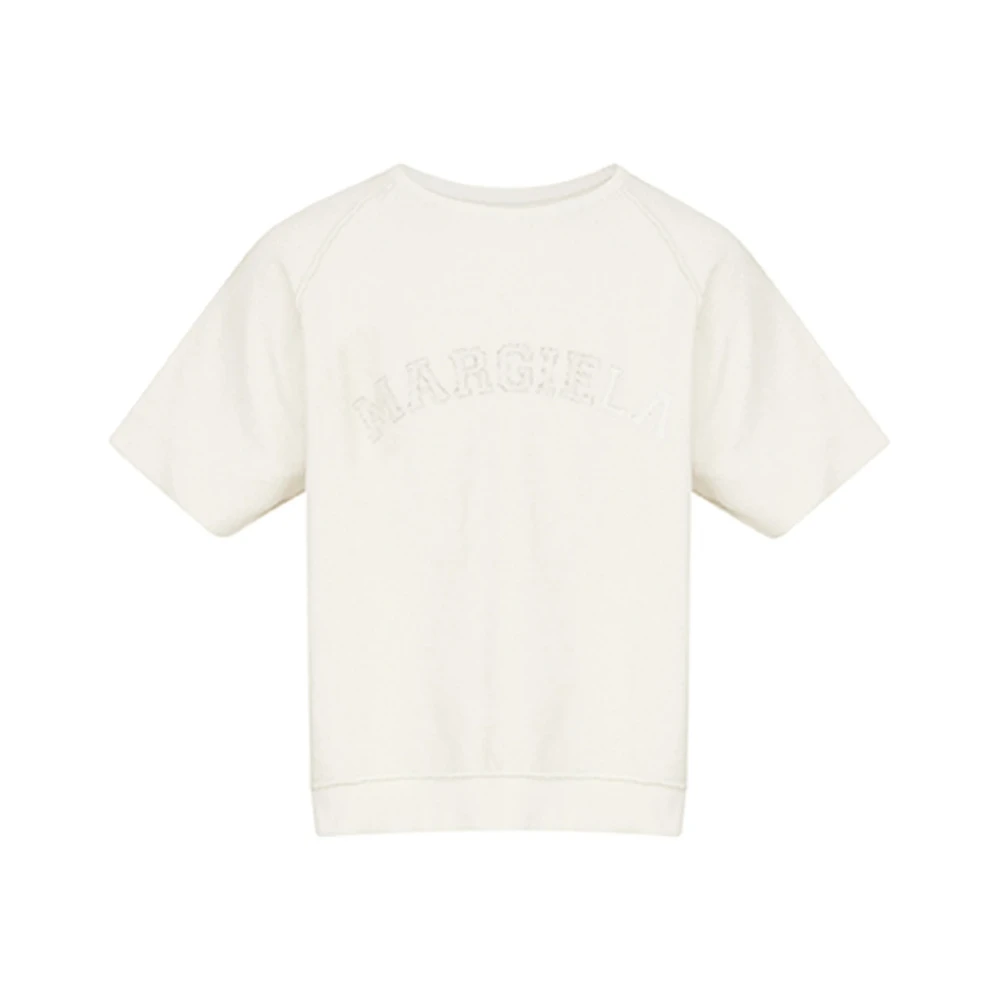 Maison Margiela Witte Katoenen Logo Geborduurde Sweatshirt White Heren