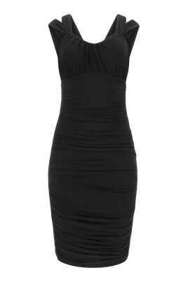 midi-black-dress-gathered