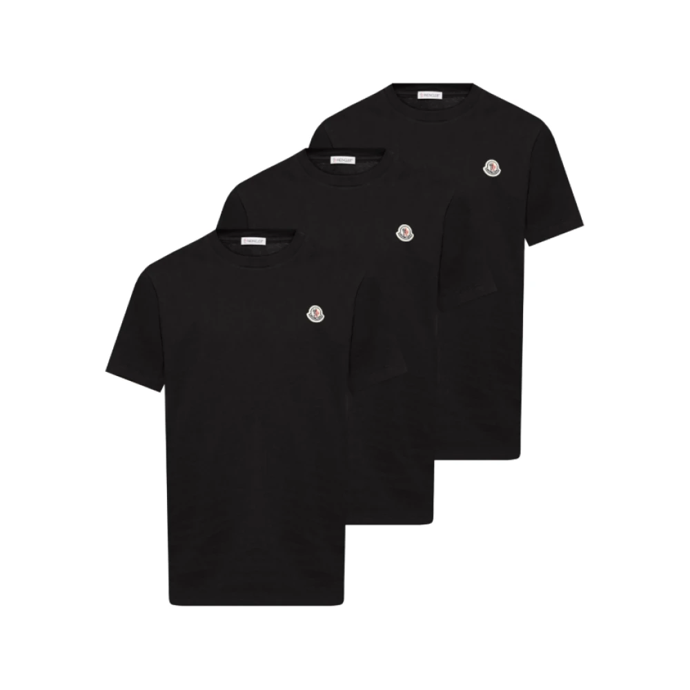 Moncler Zwarte Logo Patch T-shirt Pak van 3 Black Heren