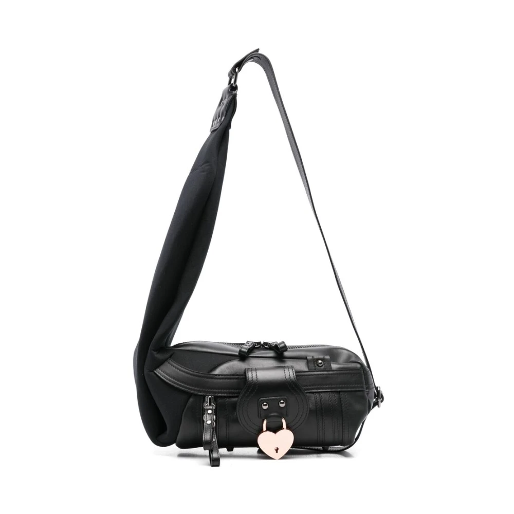 Ottolinger Zwarte Rits Schoudertas met Hangslot Black Dames
