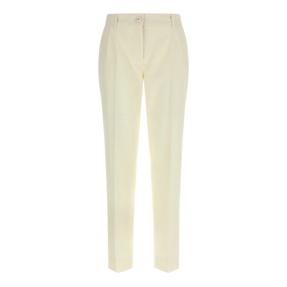Dolce & Gabbana Women's Beige Stretch Wool Canvas Trousers