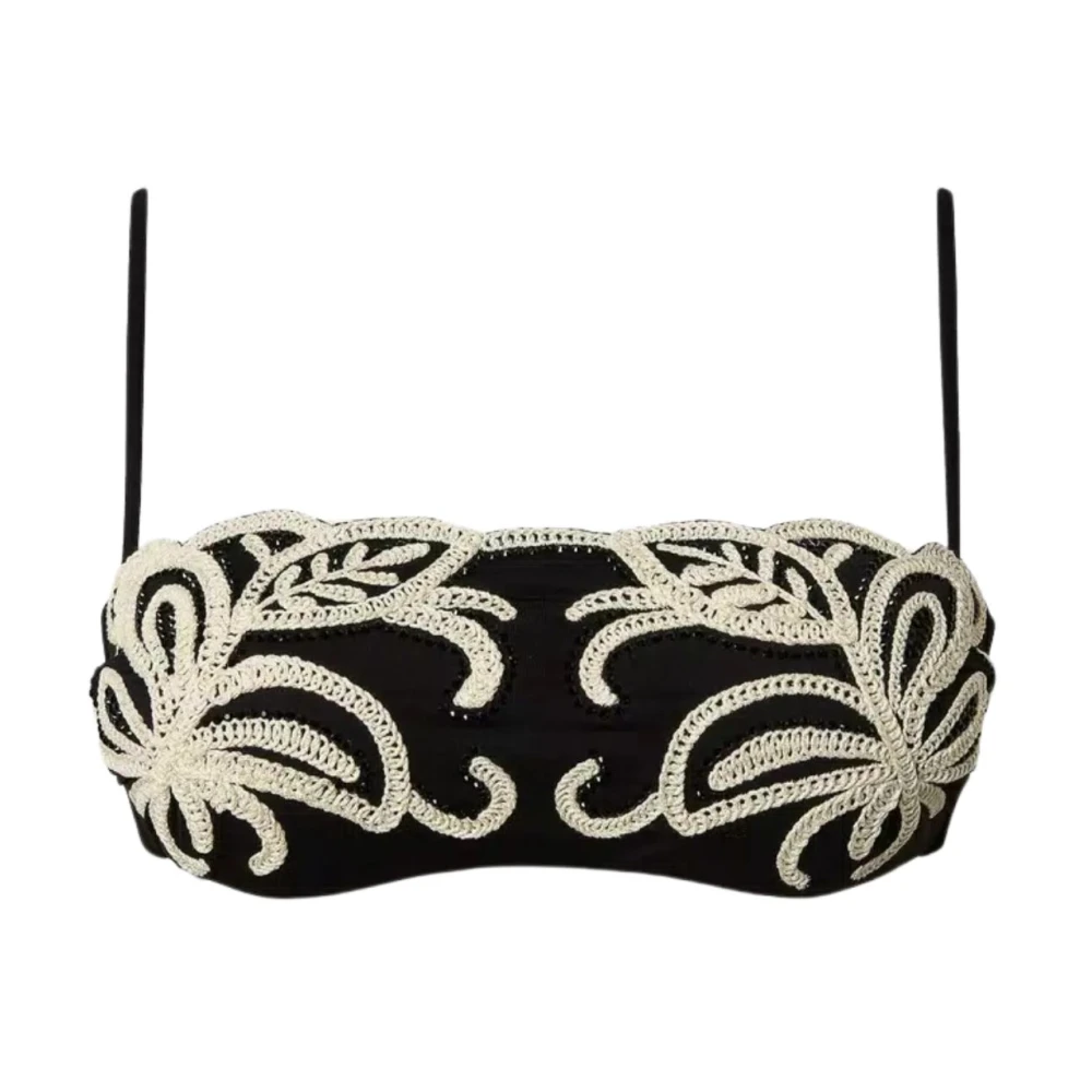 Twinset Zee geborduurd badpak Black Dames
