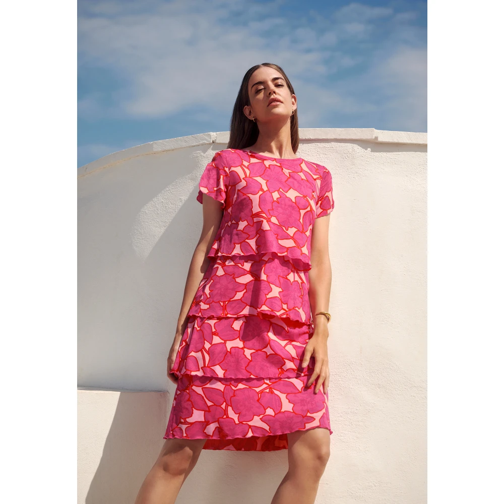 Betty Barclay Bloemenjurk met gelaagde mouwen Pink Dames