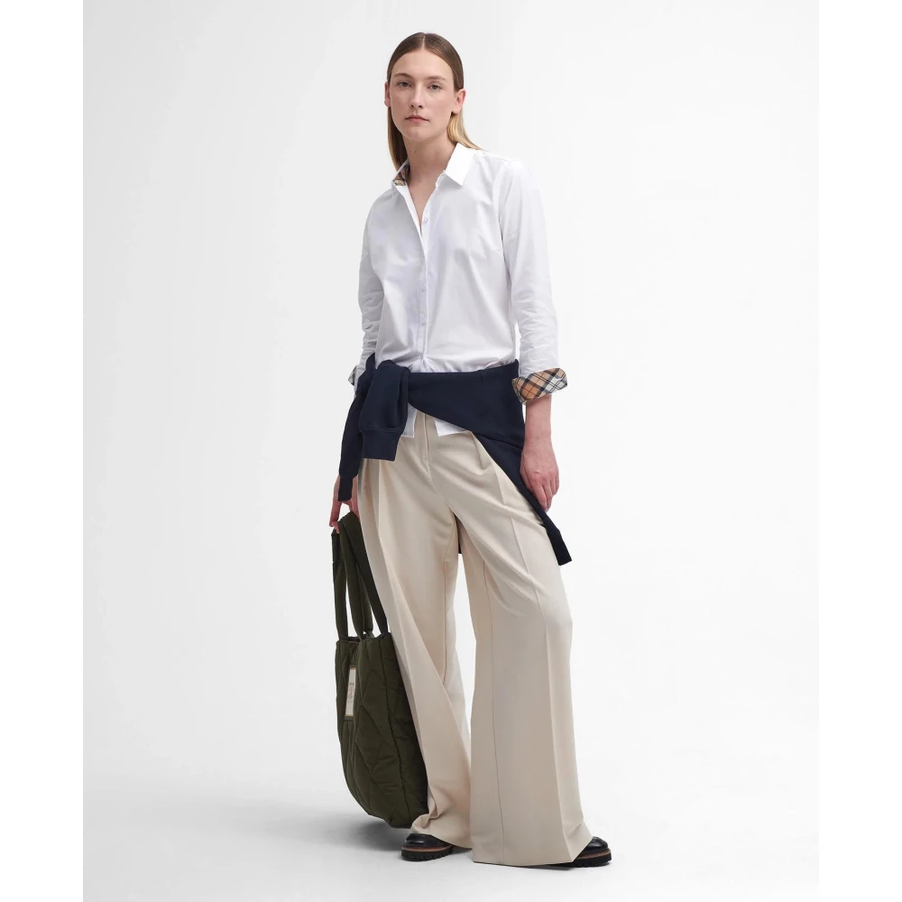 Barbour Elegante Oxford Katoenen Overhemd met Vrouwelijke Details White Dames