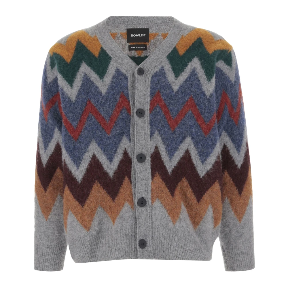 Howlin' Geometrische Wol V-hals Cardigan Sweater Multicolor Heren