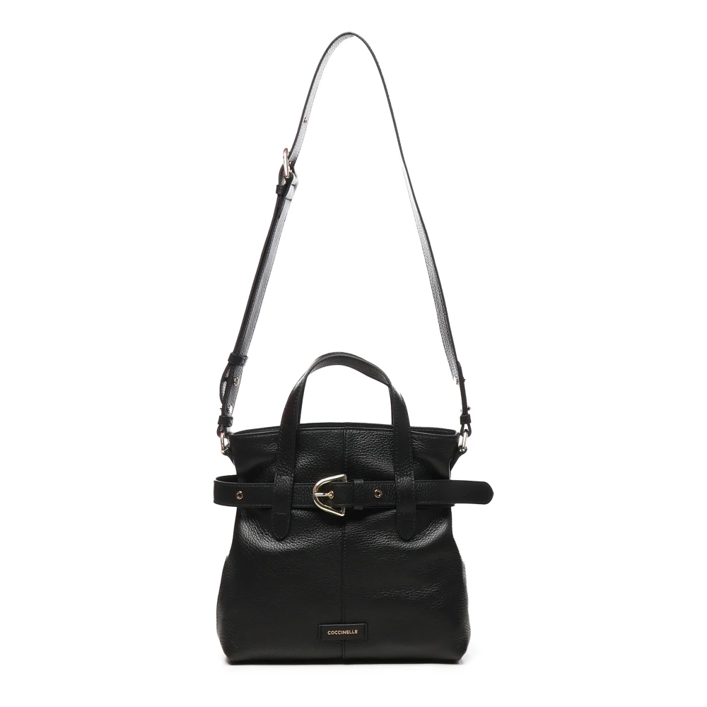 Coccinelle Zwarte Bucket Bag met Decoratieve Riem Black Dames