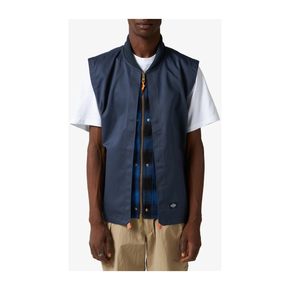 Dickies Blauwe mouwloze V-hals trui Blue Heren