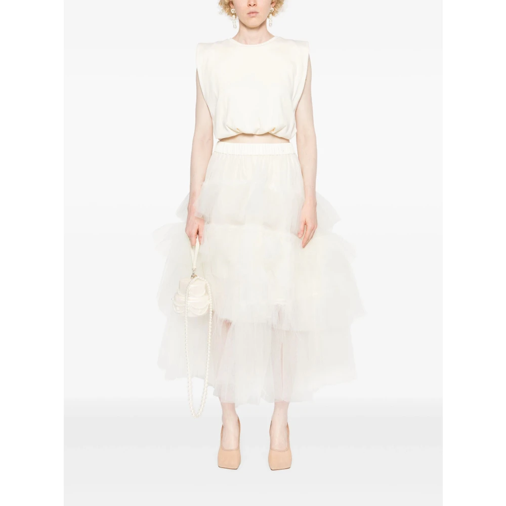 Simone Rocha Witte Tule Ruffle Rok Beige Dames