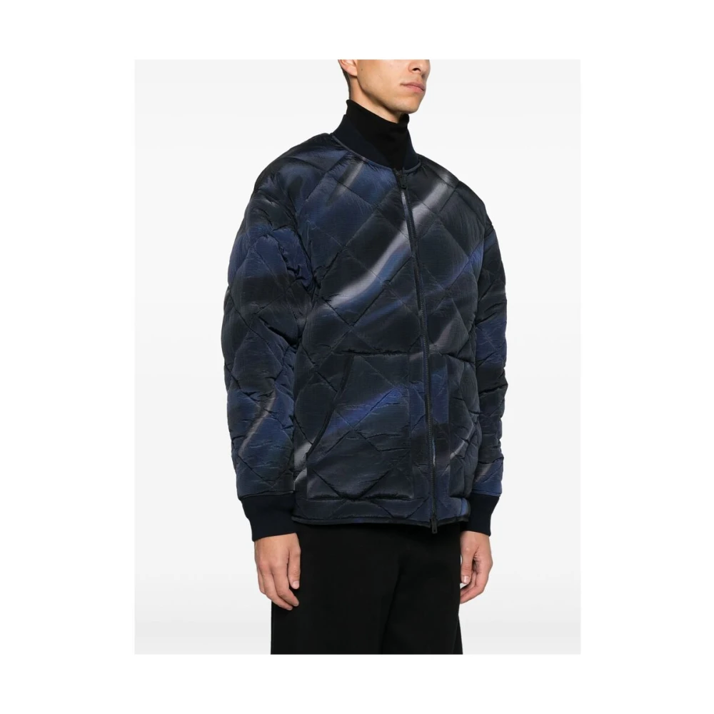 Emporio Armani Blauw Diamant Gestikt Gewatteerd Jack Blue Heren