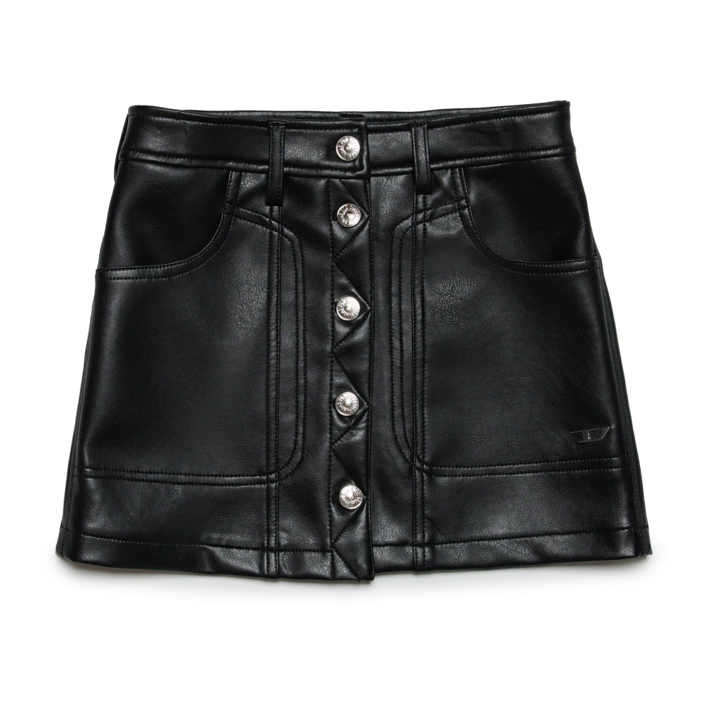 Diesel Girls Black Imitation Leather Skirt - Kids Skirts - 14 Y - Kids