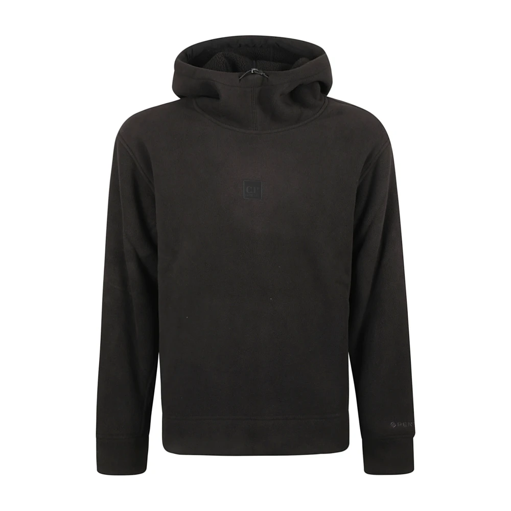 C.P. Company Zwarte Fleece Hoodie met Rubberen Logo Black Heren