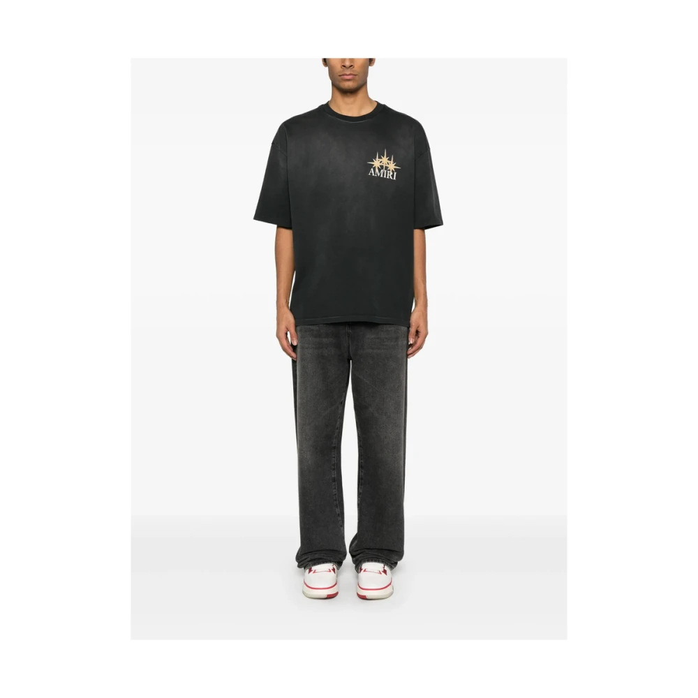 Amiri Zwart Logo Print Crew Neck T-shirt Black Heren