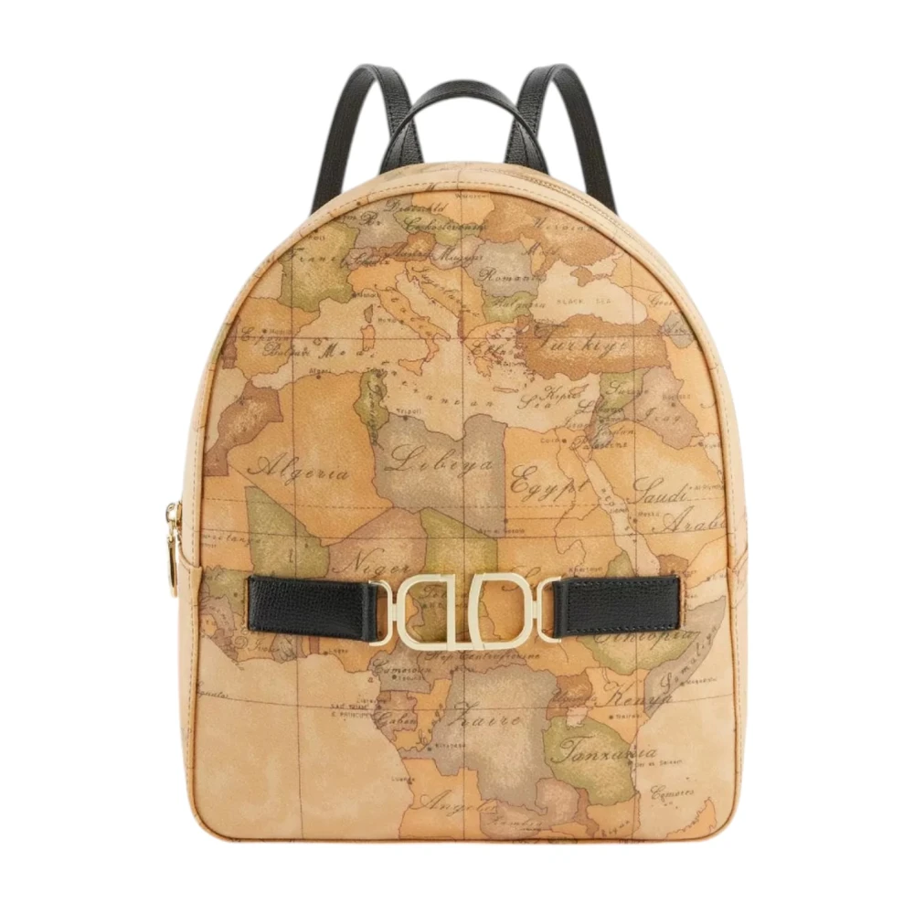 Alviero Martini 1a Classe Zwarte 3D Geo Classic Leren Rugzak Black Dames