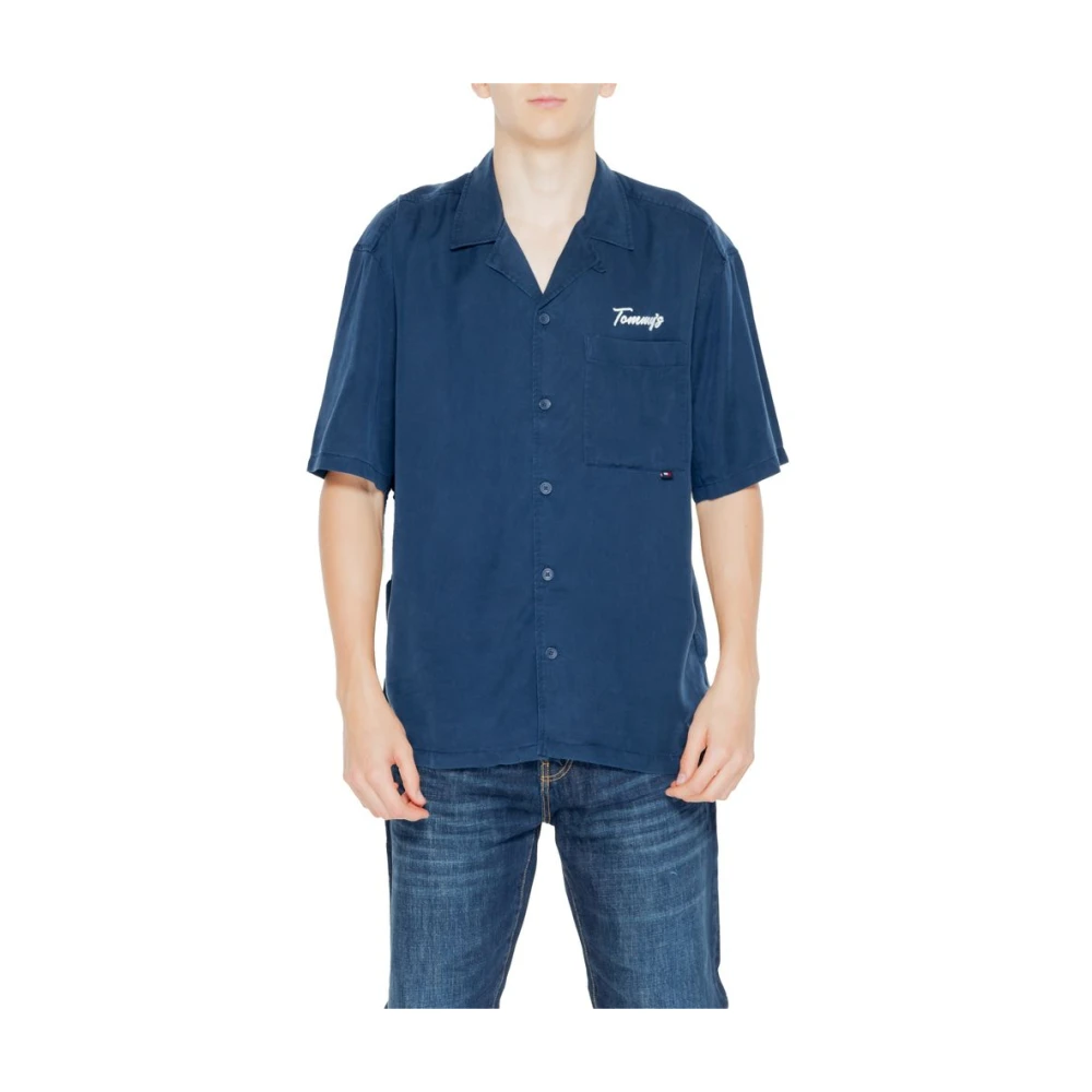 Tommy Jeans Men's Blue Short Sleeve Shirts, M, Rlx Graphic Reso Short-Sleeve Shirt