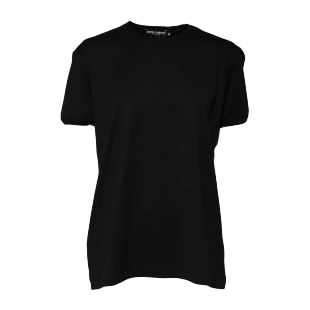Dolce & Gabbana Women's Black Cotton Crew Neck Tee