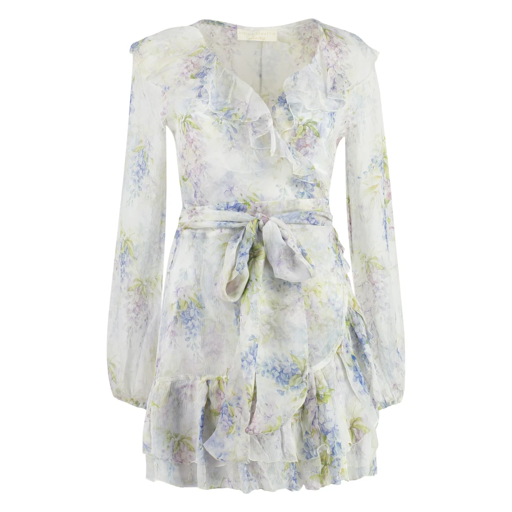 Alessia Zamattio Zijden wikkeljurk met bloemenprint Multicolor Dames