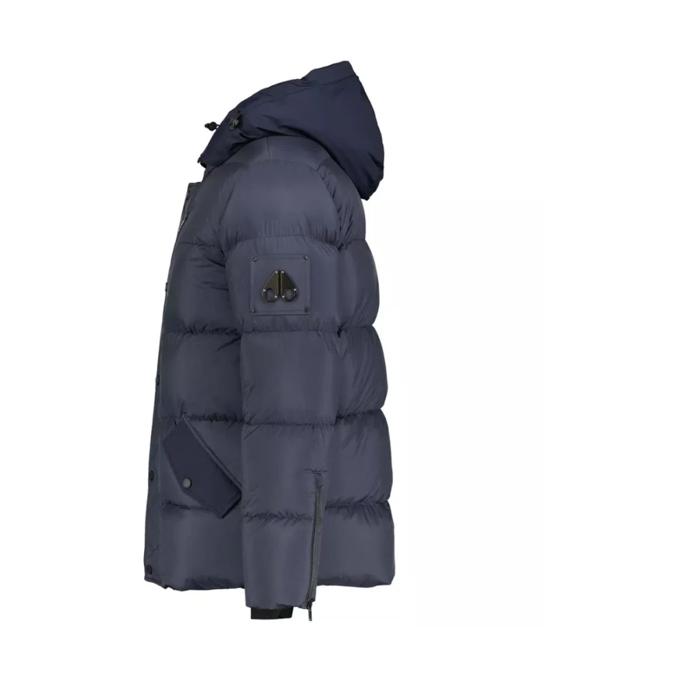 Moose Knuckles Blauwe Nylon Pufferjas met capuchon Blue Heren