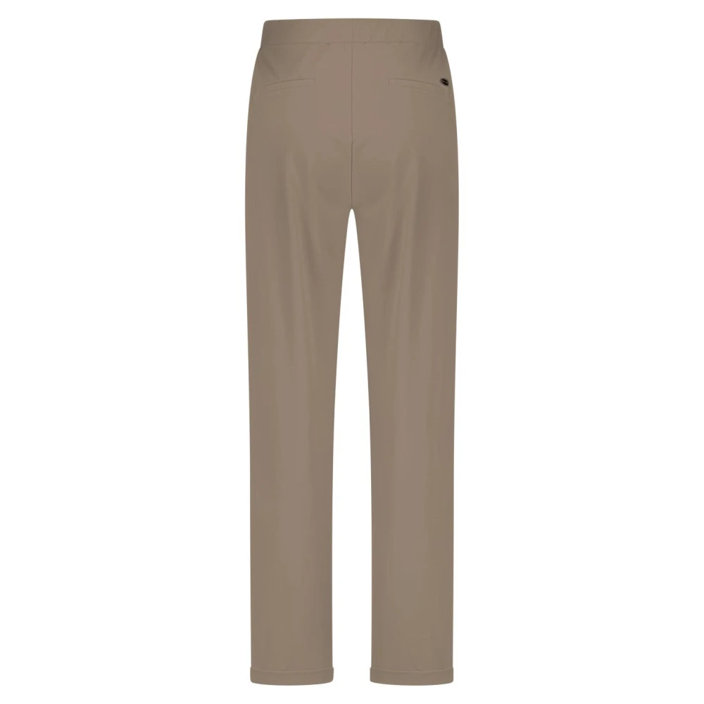 Lady Day Taupe Straight Leg Broek met Striksluiting Beige Dames