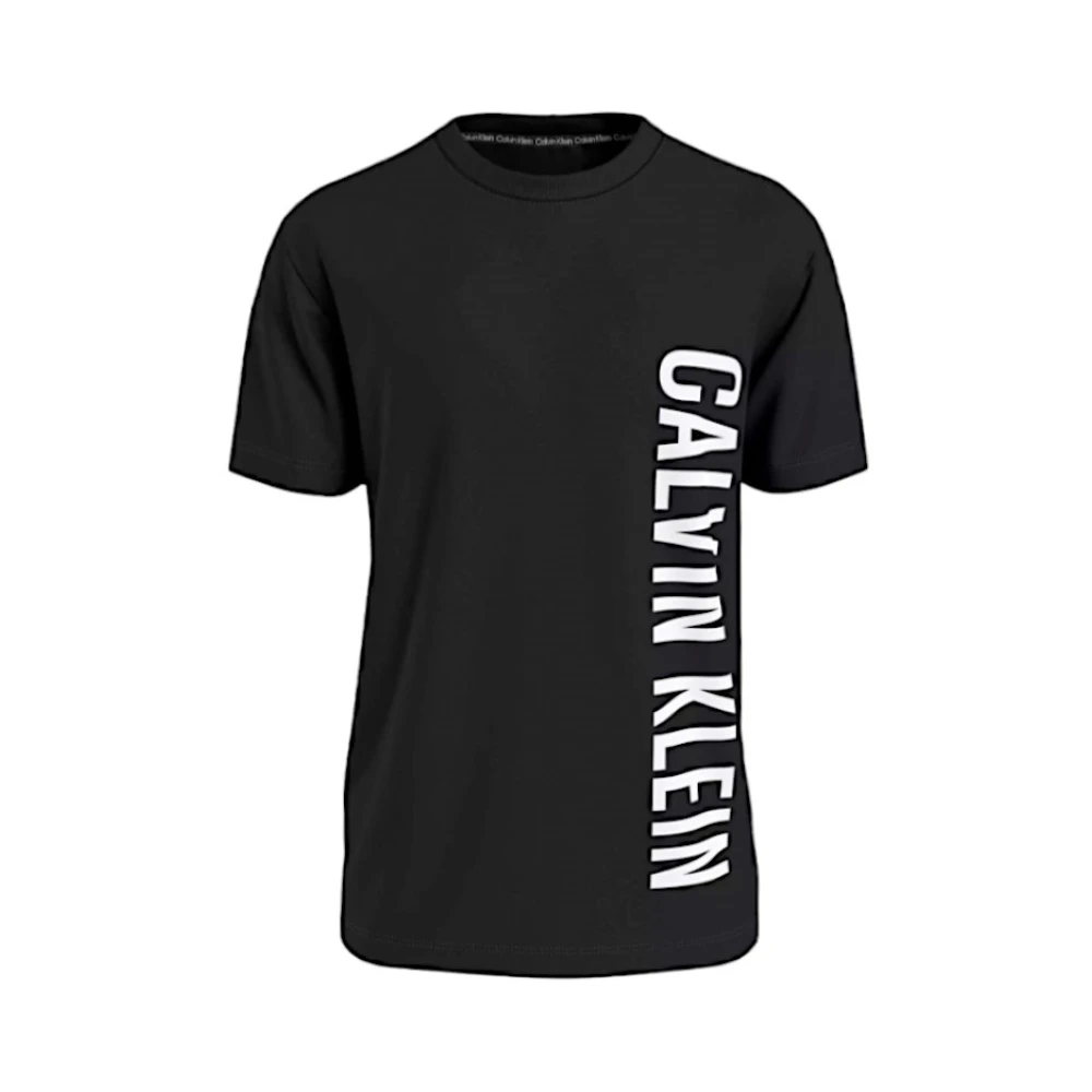 Calvin Klein Katoenen T-shirt met Opvallende Voorkant Black Heren