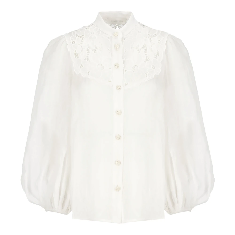 Zimmermann Ivoor Kant Geborduurde Blouse Beige Dames