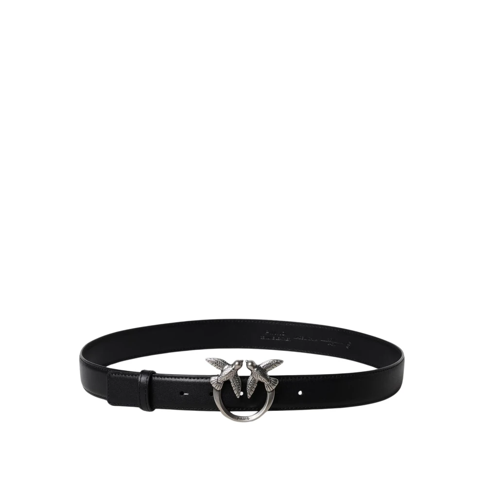 Pinko Women's Black Leather Belt With Bird Buckle - Belts - L - Accessories