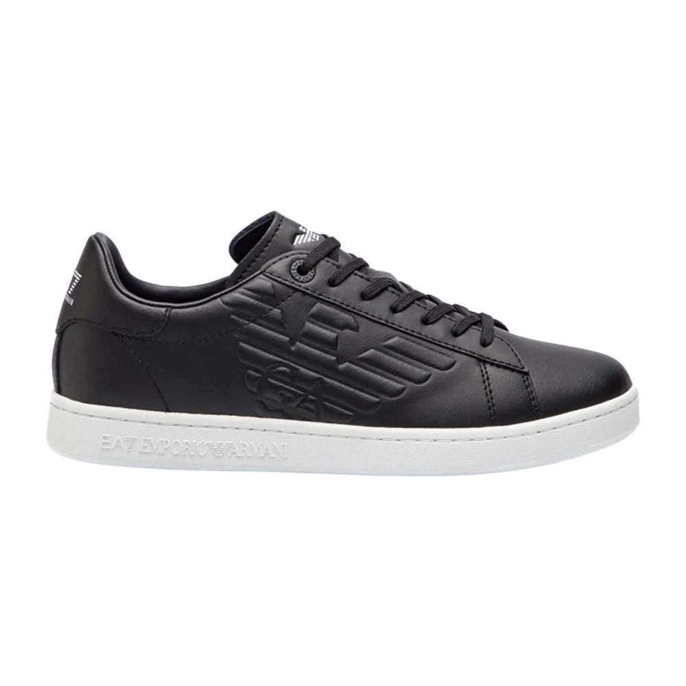Emporio Armani Ea7 Men's Black Sneakers, 6 2/3 Uk, Trainers With Raised Logo