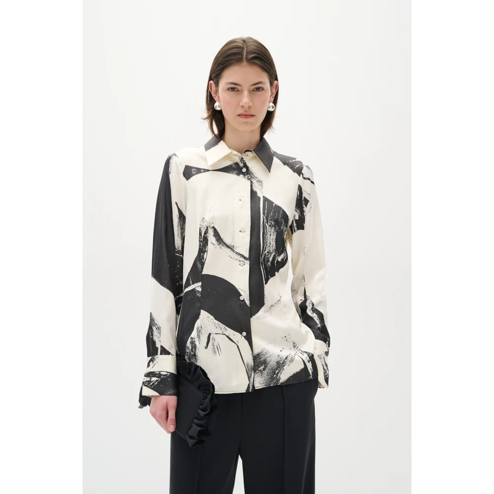 InWear Satijnen overhemd met kraag en knopen White Dames