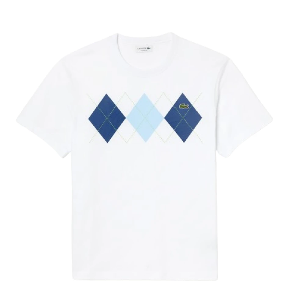 Lacoste Elegante Sportieve Jersey Tee met Diamantpatroon White Heren