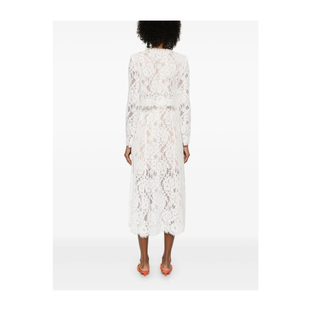 Self Portrait Witte Bloemen Kant Midi Jurk White Dames