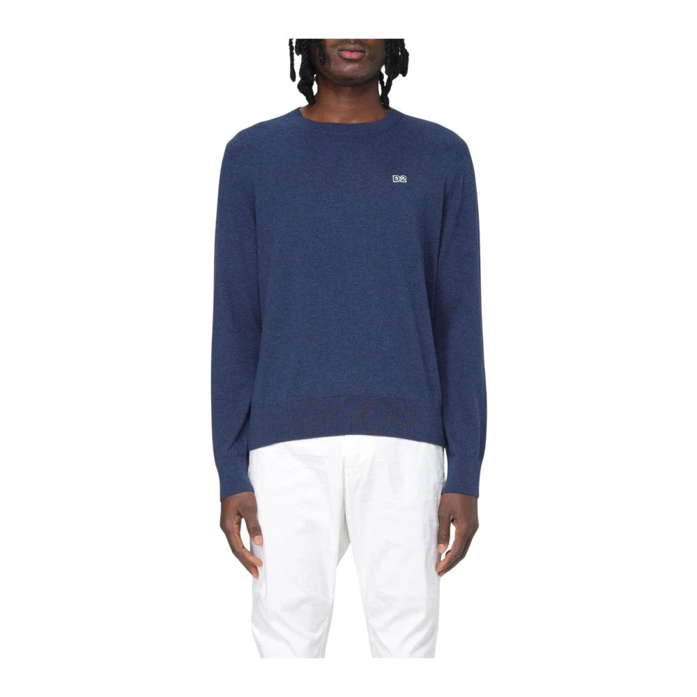 Dsquared2 Men's Blue Round-Neck Knitwear, Xl, Crew Neck Knit Jumper