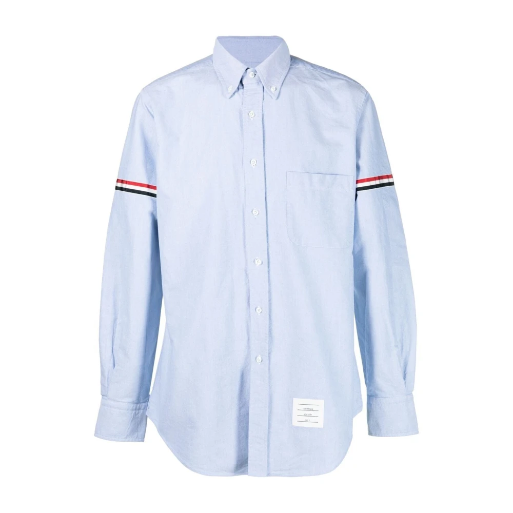 Thom Browne Men's Blue Casual Shirts, 2XL, Classic Fit Shirt With Rwb Armbands