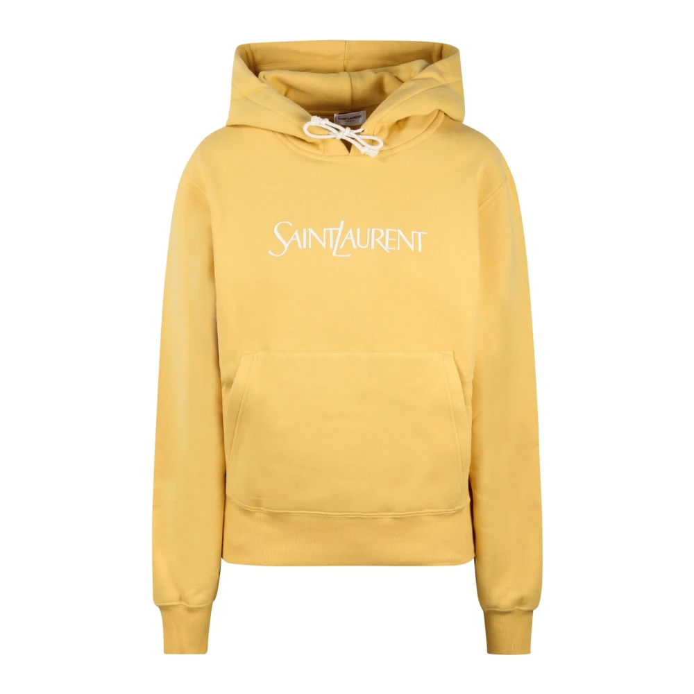 Saint Laurent Geborsteld Katoenen Oversized Hoodie Fw24 Yellow Dames