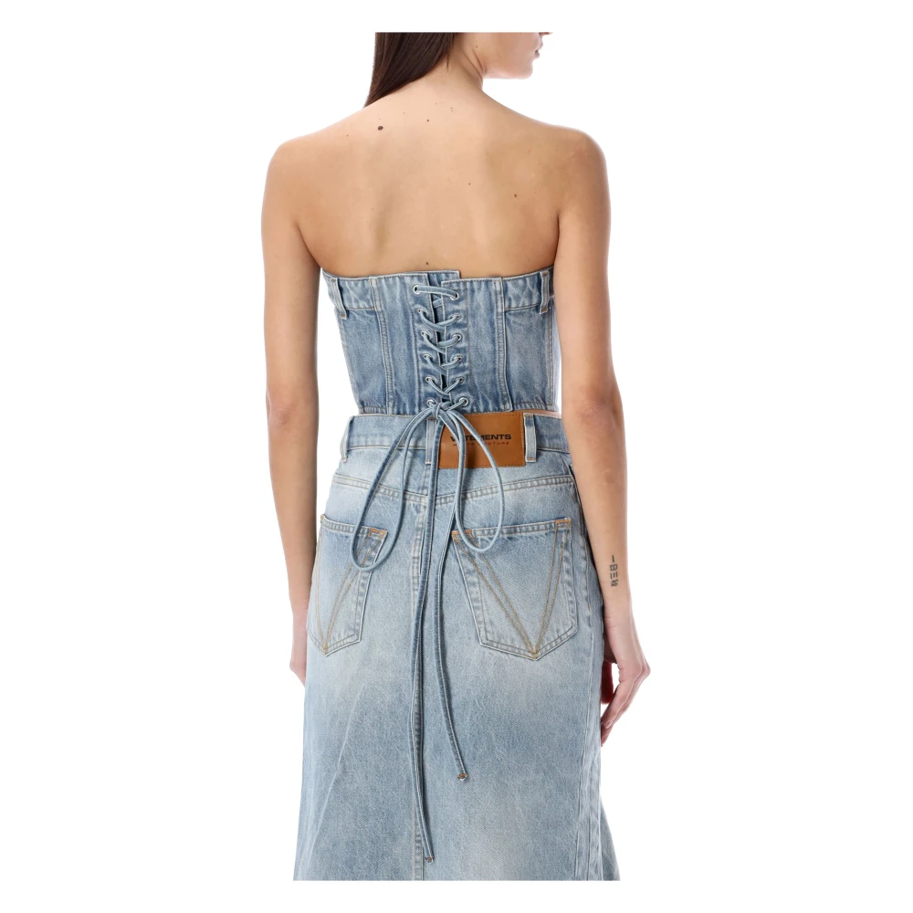 Vetements Denim Bustier Top Blue Dames