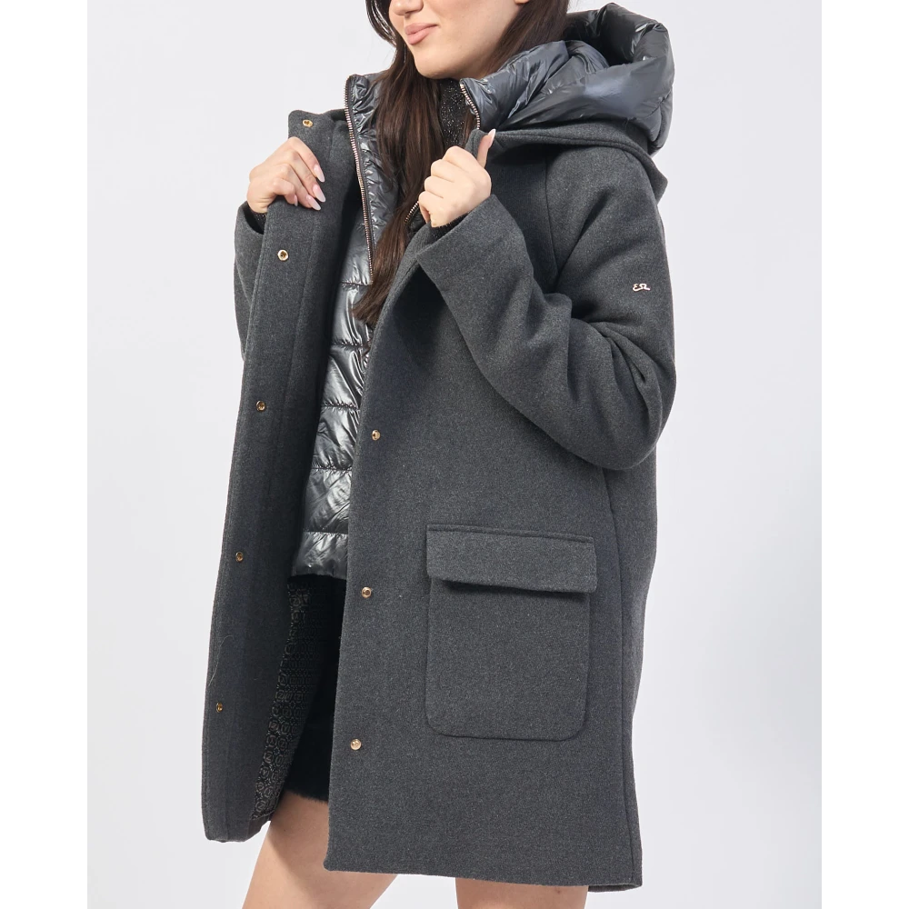 YES ZEE Antraciet gewatteerde jas met afneembaar gewatteerd vest Gray Dames