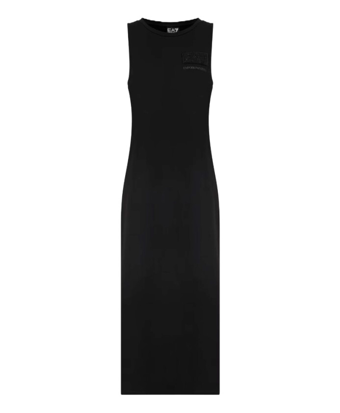 robe-noire-en-coton-avec-logo-en-cristal