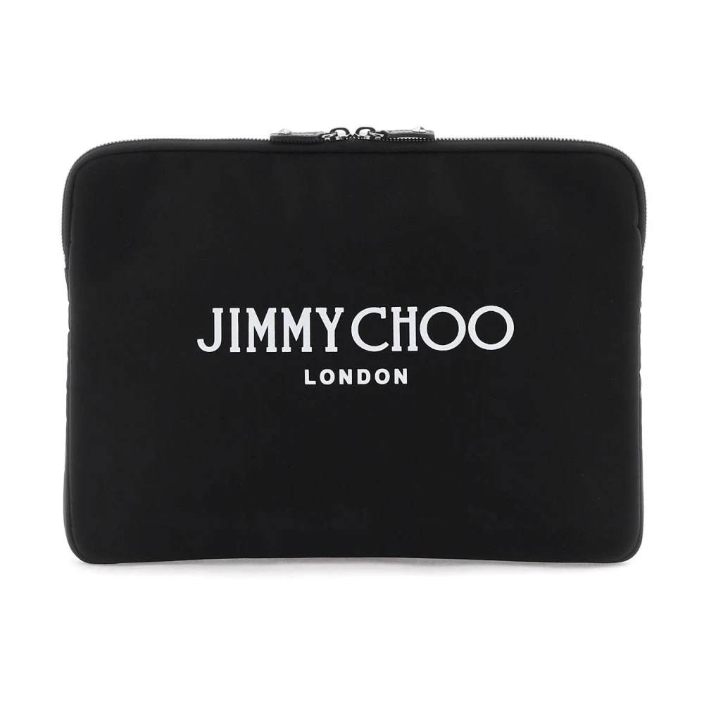 Jimmy Choo Logo Technische Stof Pouch Black Dames
