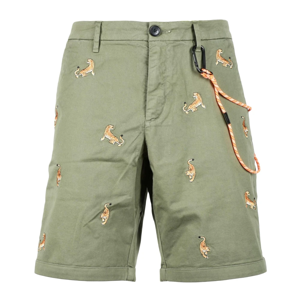 Sun68 Katoenen Bermuda Shorts met Elastaan Green Heren
