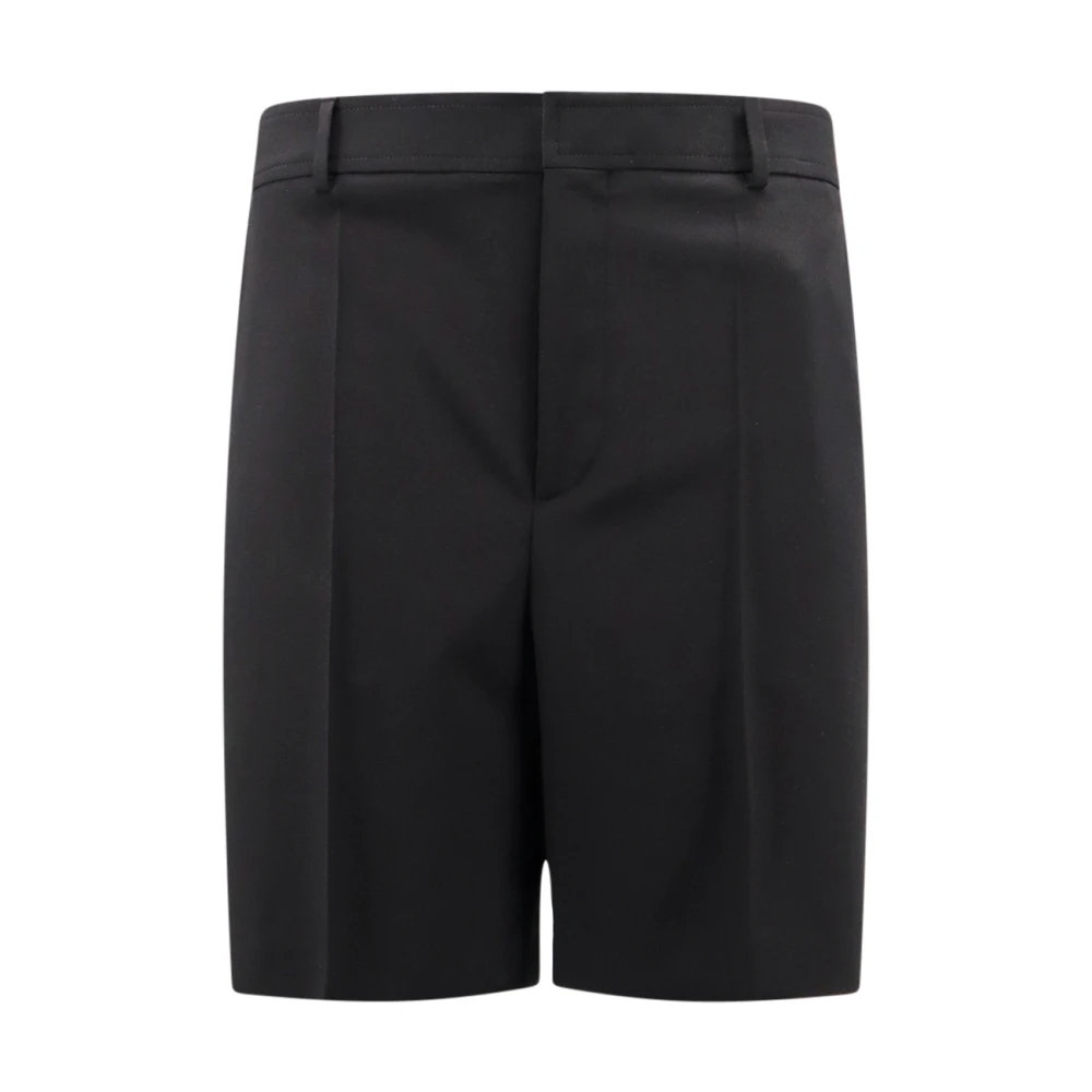 Valentino Zwarte Wollen Shorts met Knoopsluiting Black Heren