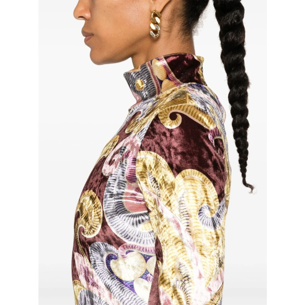 ETRO Chenille Paisley Print High Neck Jurk Multicolor Dames