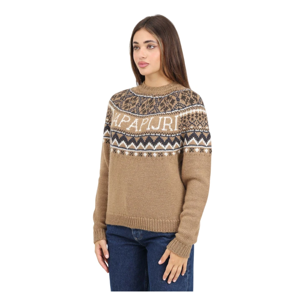 Napapijri Retro Jacquard Trui Bruin Vrouwen Brown Dames