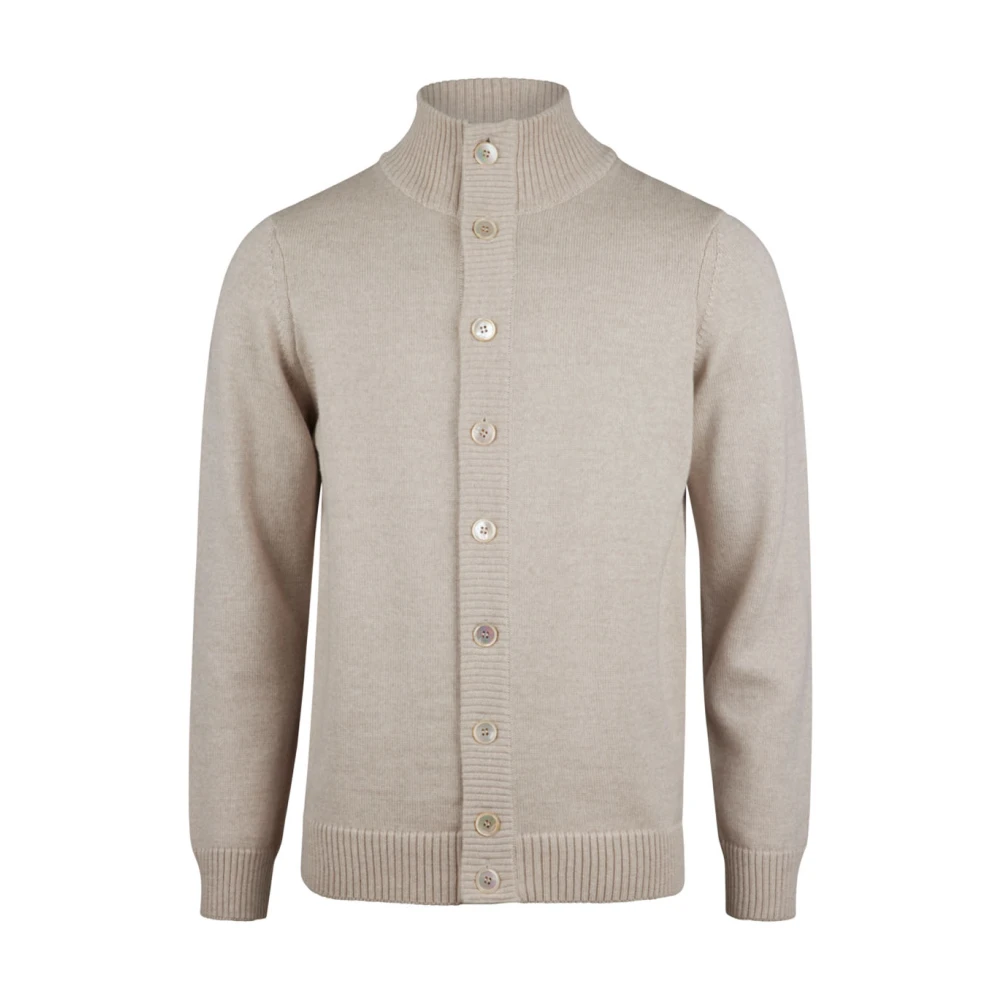 Stenströms Chunky Merino Wolvest met parelknopen Beige Heren
