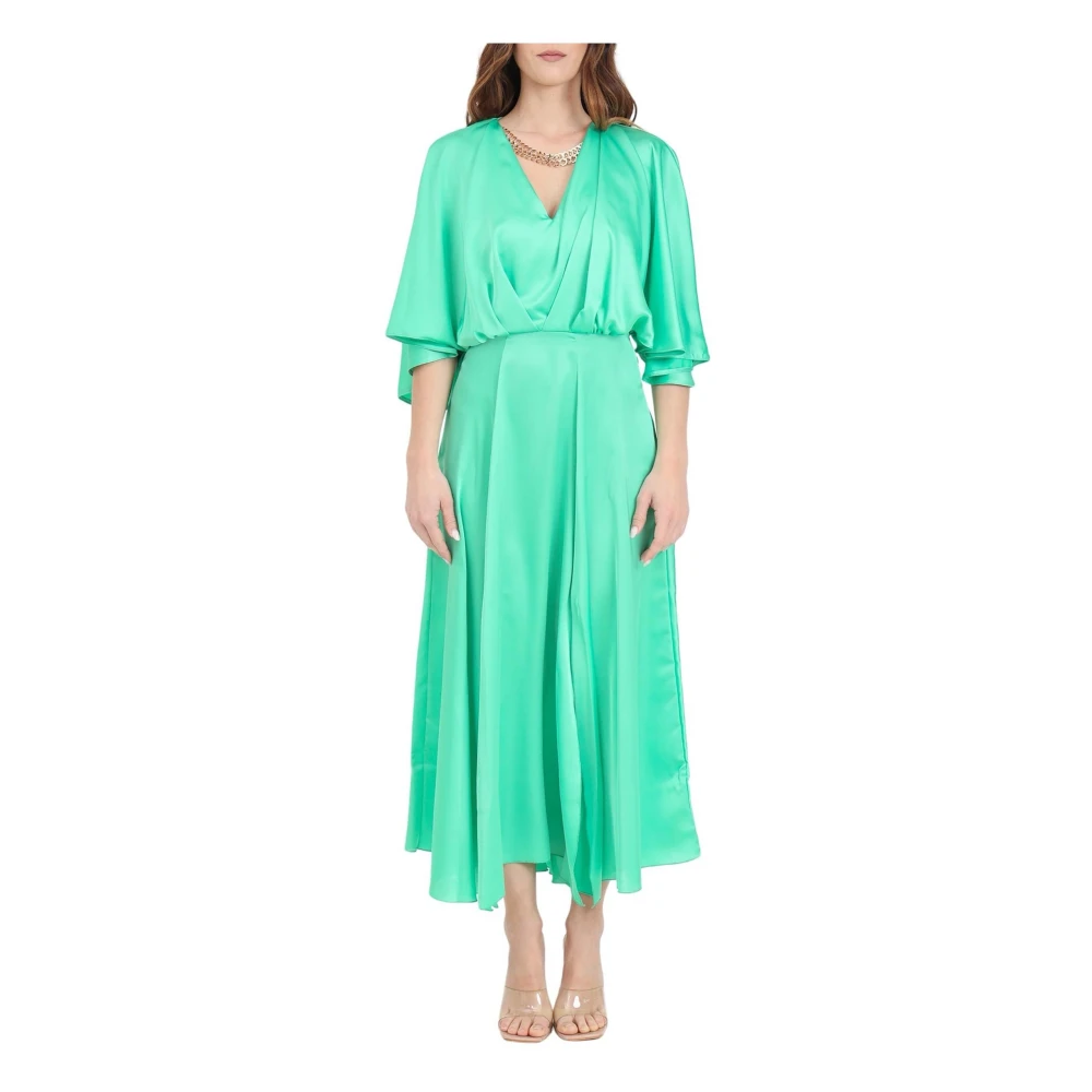 Simona Corsellini Lange Jurk met Ritssluiting Green Dames
