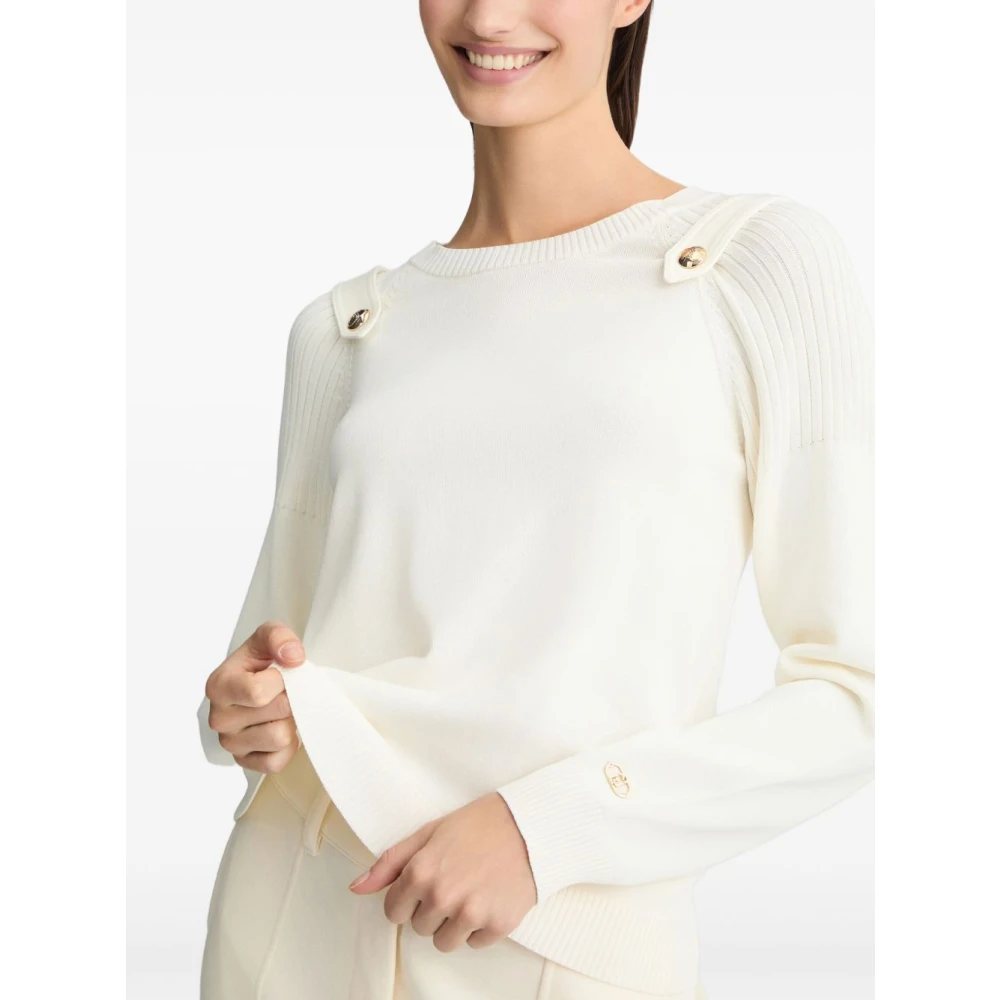 Liu Jo Logo-geëmbosseerde trui met ronde hals White Dames