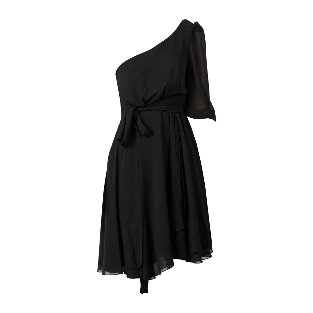 Pinko Vrouw Zwart Kleedjes Dames, L, Polyester, Asymmetrische Jurk