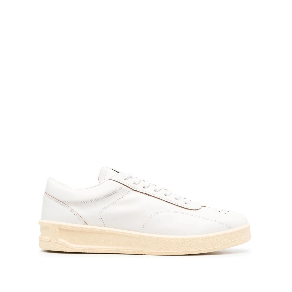 Jil Sander Witte Leren Vetersneakers Heren Schoenen